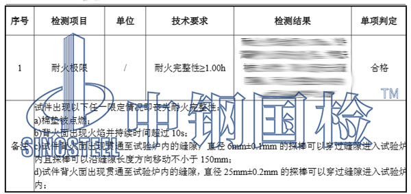 防火板檢測報告結果