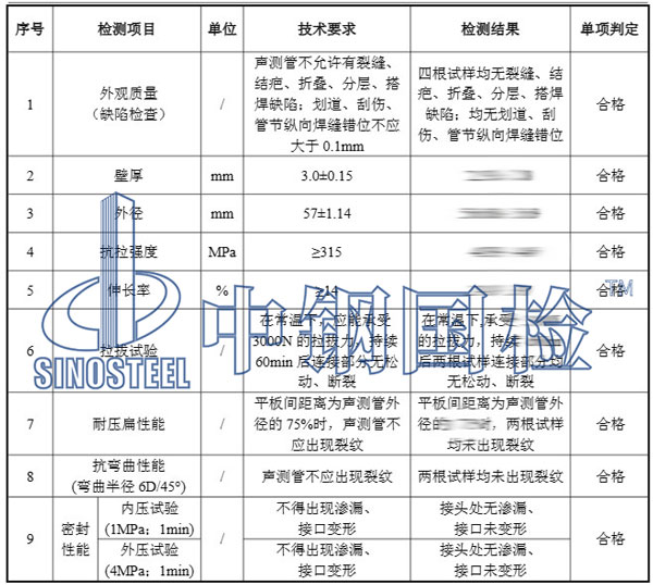 聲測管檢測項目結果