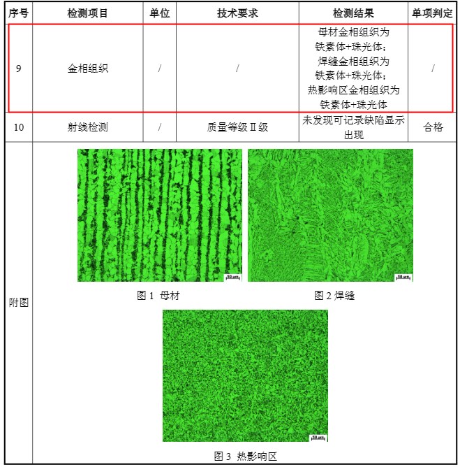 金相焊接檢驗結(jié)果