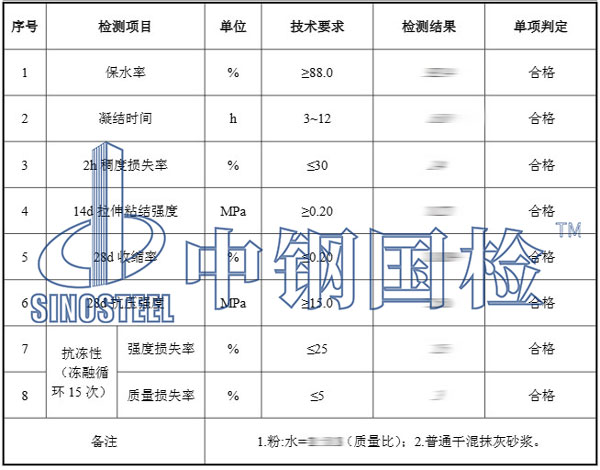 干粉砂漿檢測項目結(jié)果