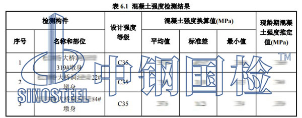 橋梁墩柱混凝土檢測項目結果