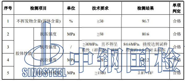 裂縫修補膠檢測項目結(jié)果