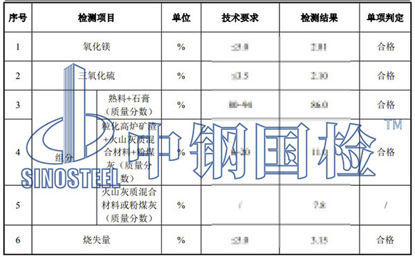 水泥組分檢測(cè)項(xiàng)目結(jié)果