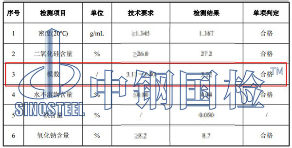 水玻璃模數(shù)檢測項目結(jié)果