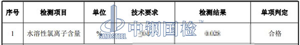 混凝土試塊水溶性氯離子檢測(cè)結(jié)果